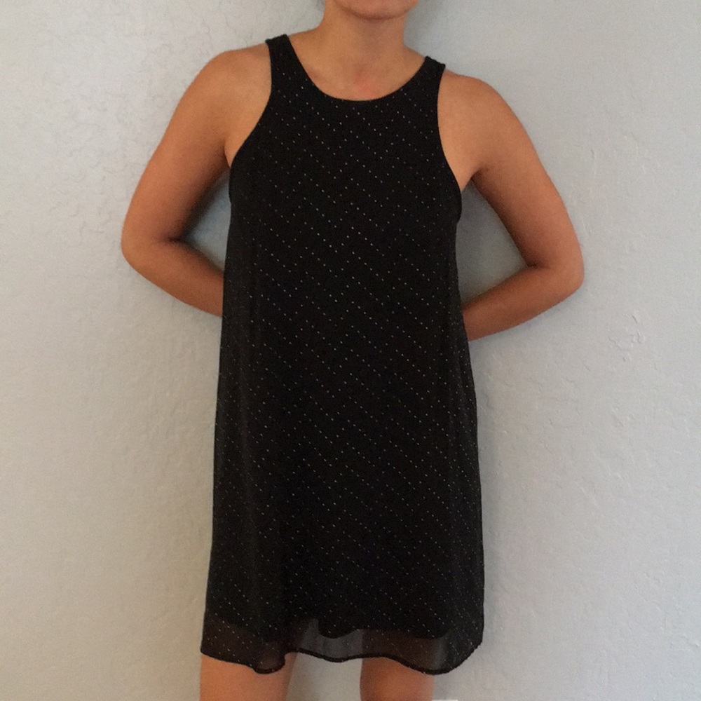 High neck gold studded mini dress